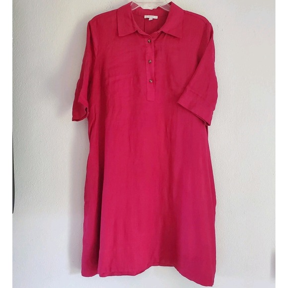 Johnny Was Dresses & Skirts - Johnny Was Calme Dress Womens M Dark Pink Collared Pockets‎